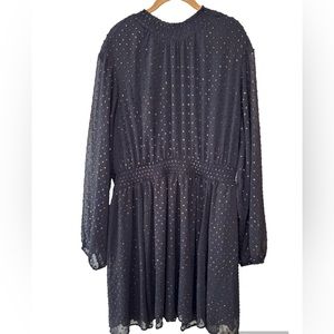 Torrid Mini Clip Dot Blouson Sleeve Dress deep black 3X